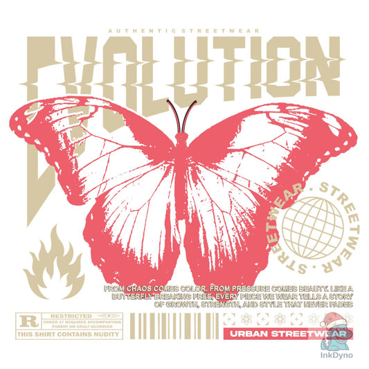 Butterfly Evolution Urban T Shirt Design - DTF Transfer