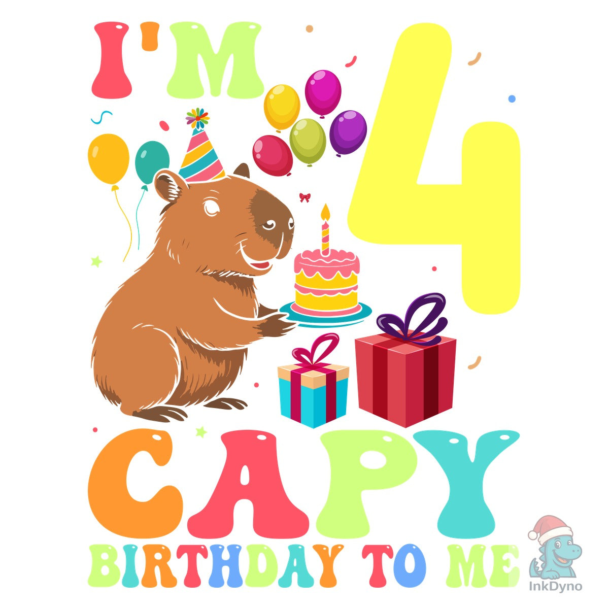 Capybara 4th Birthday T-Shirt