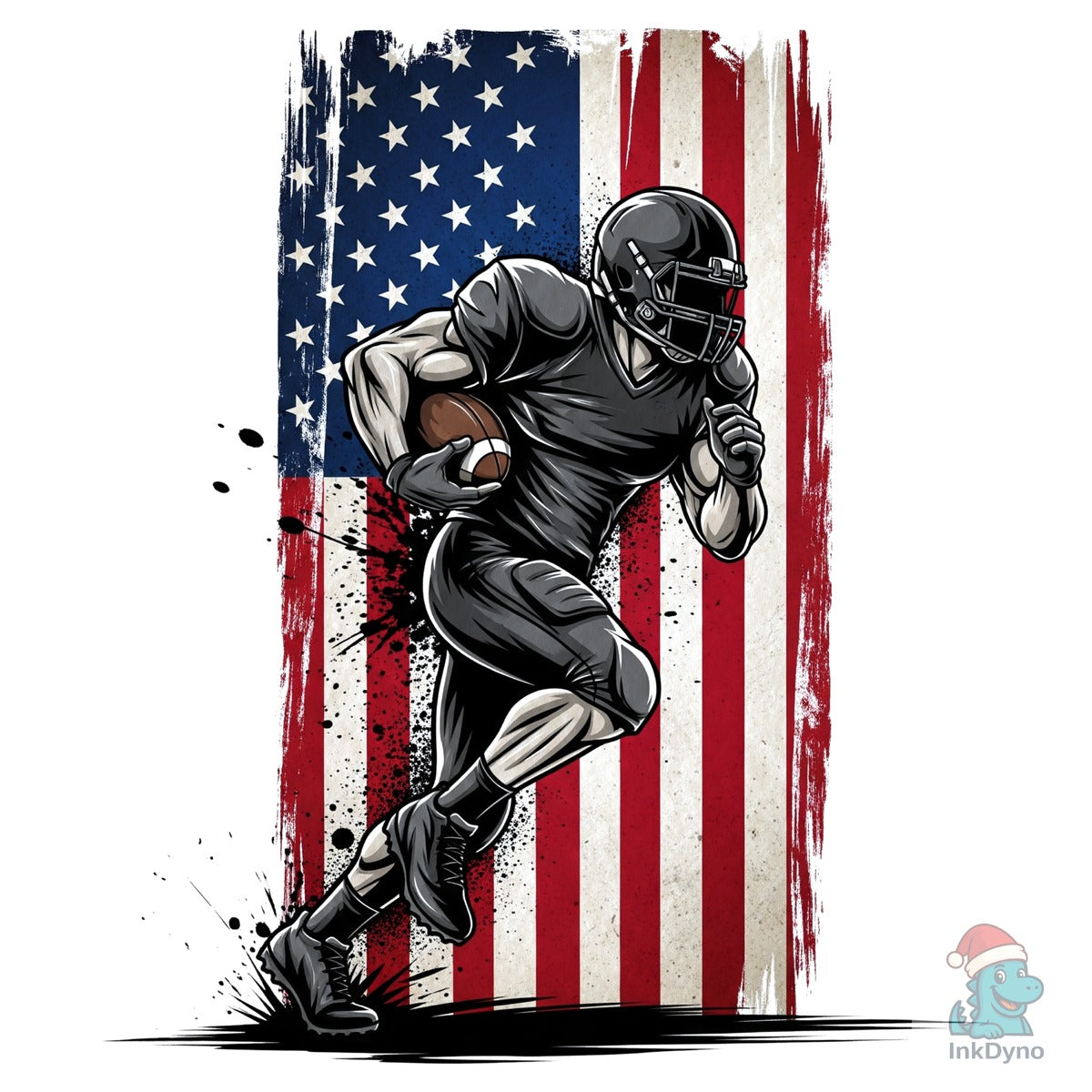 Distressed American Flag Football Player