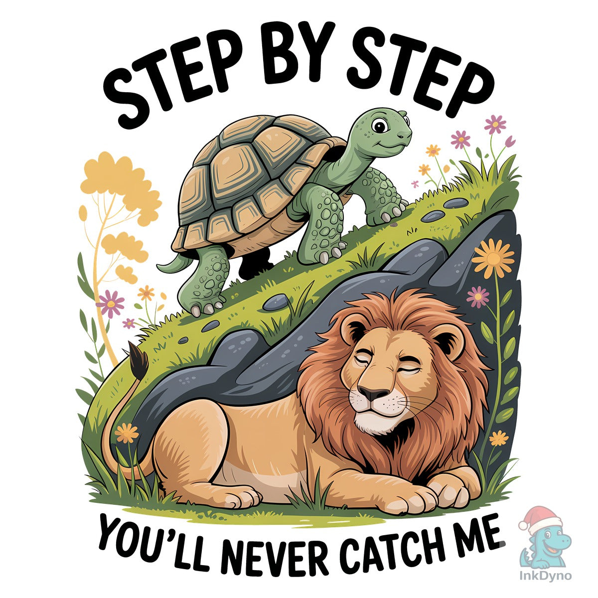 Turtle Lion Funny T-shirt Design