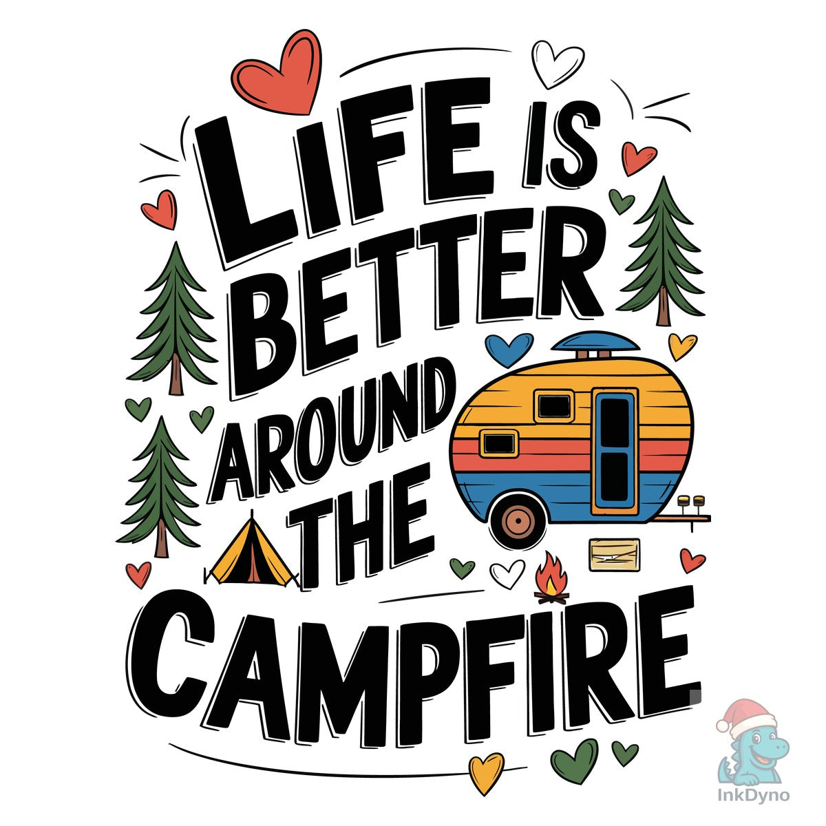 Cute Campfire Quote with RV & Trees