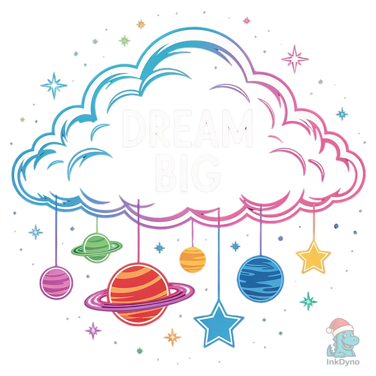 Galaxy Theme Neon Outline T-Shirt Design