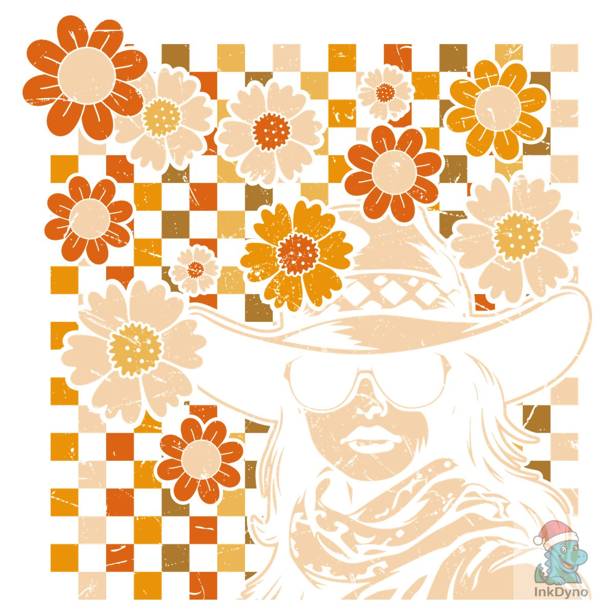 Retro Checkered Groovy Cowgirl