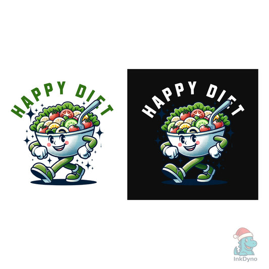 Happy Diet Cute Salad Bowl Art - DTF Transfer