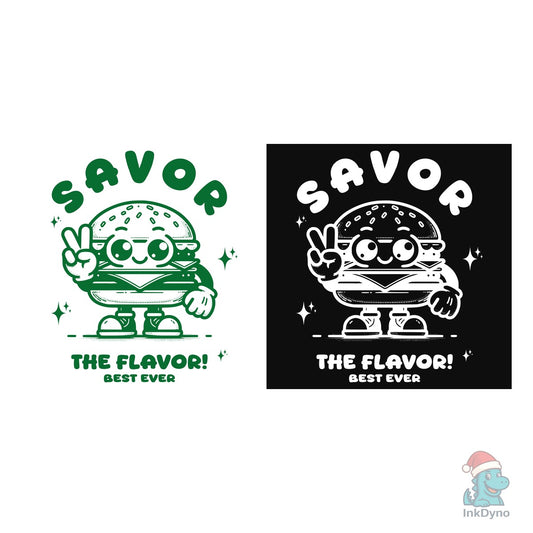 Savor the Flavor Retro Burger - DTF Transfer