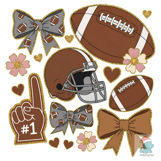 #1 Football Helmet and Bows – DTF Transfer