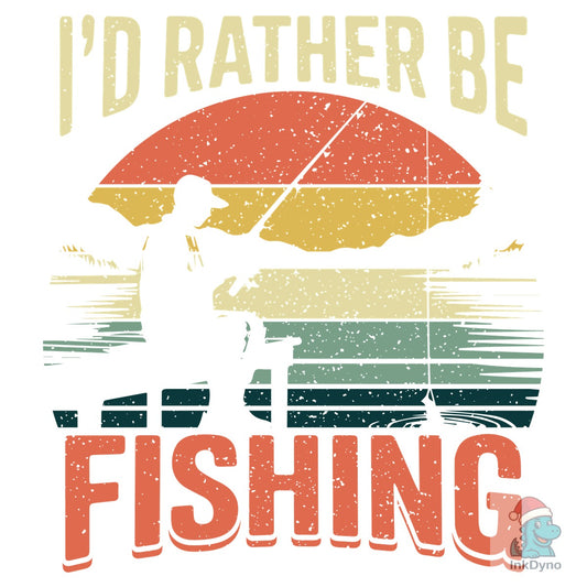 I'd Rather Be Fishing Distress T-shirt - DTF Transfer