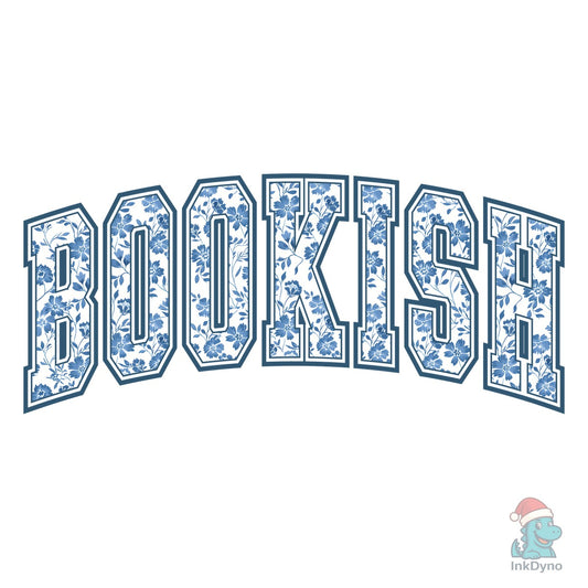 Bookish Toile Blue Book Lover Heat-Press - DTF Transfer