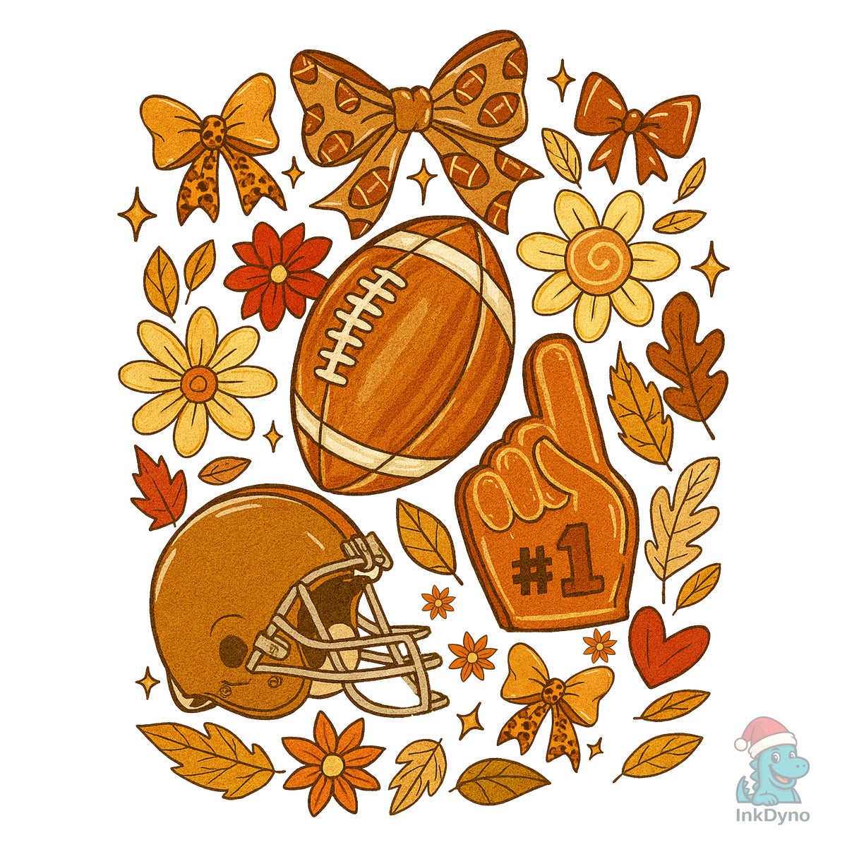 Football Fall Floral Football Bow