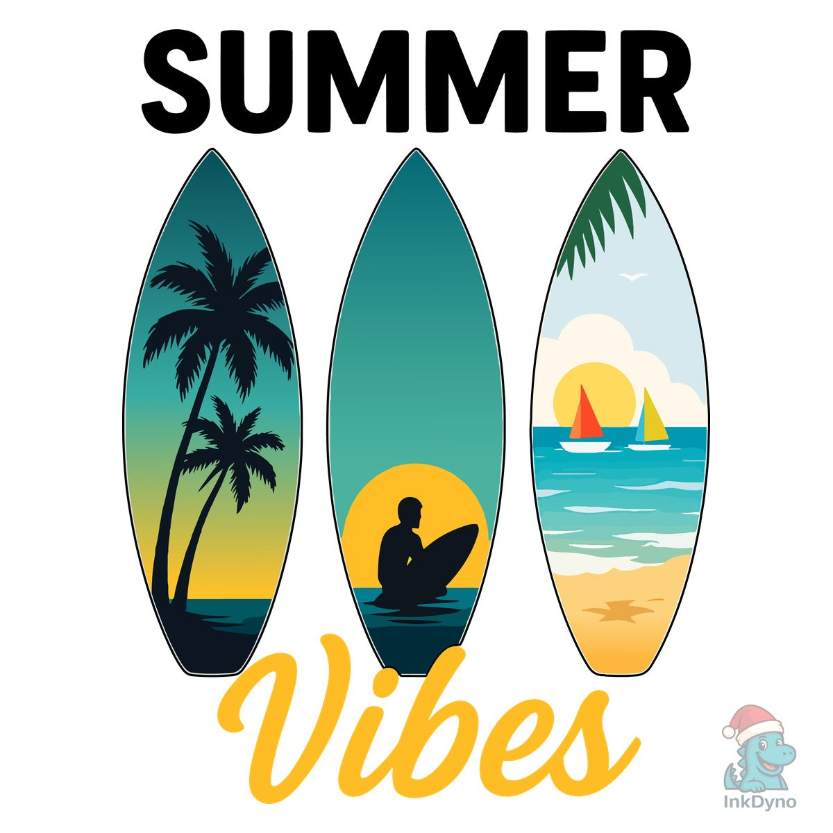 Summer Vibes Surfboard T-Shirt Design