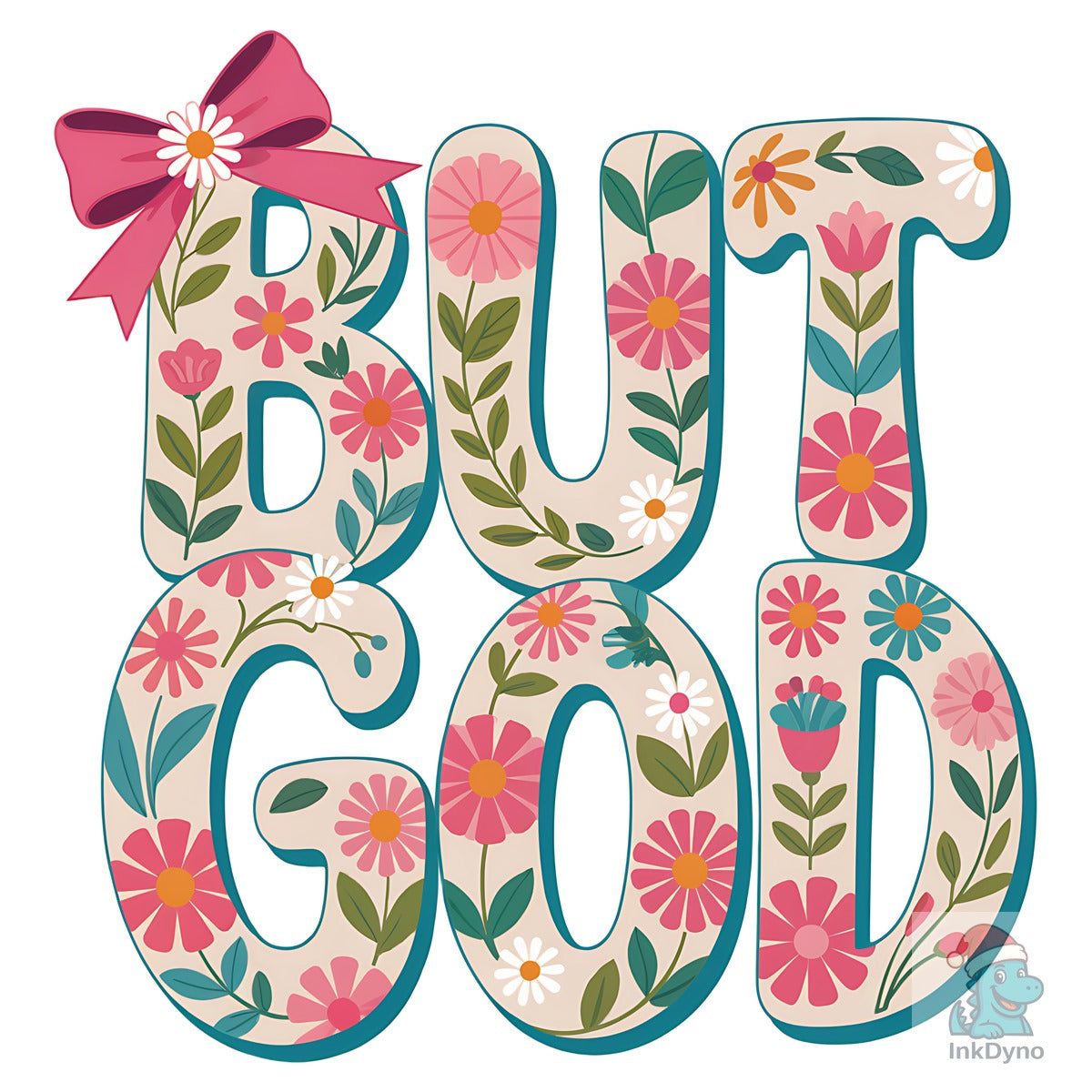 But God with Bow Floral Christian
