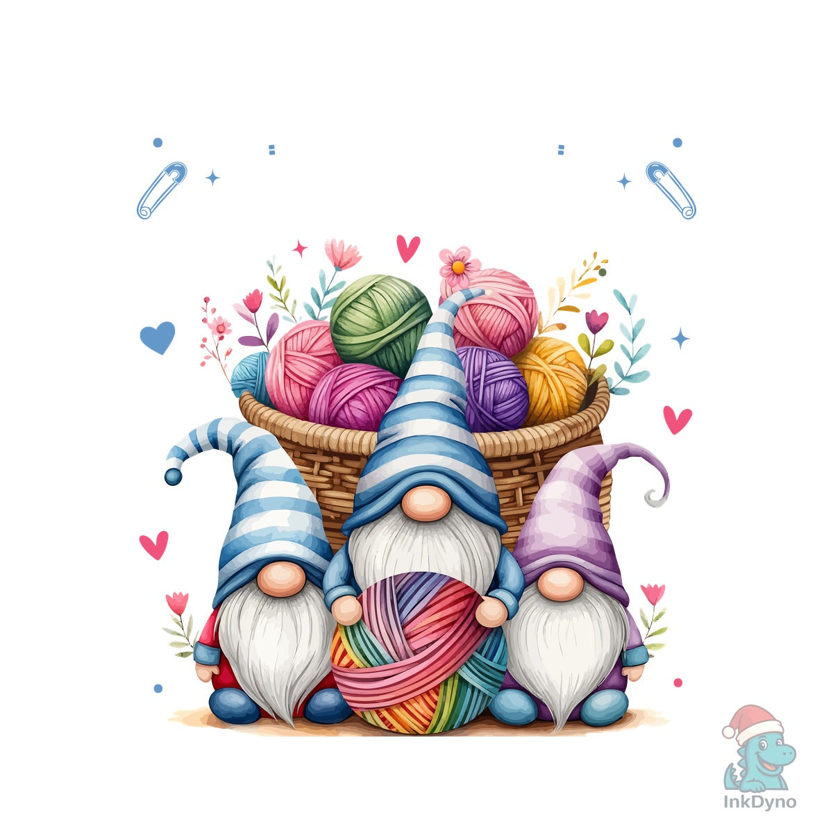Cute Gnome Knitting T-Shirt Design