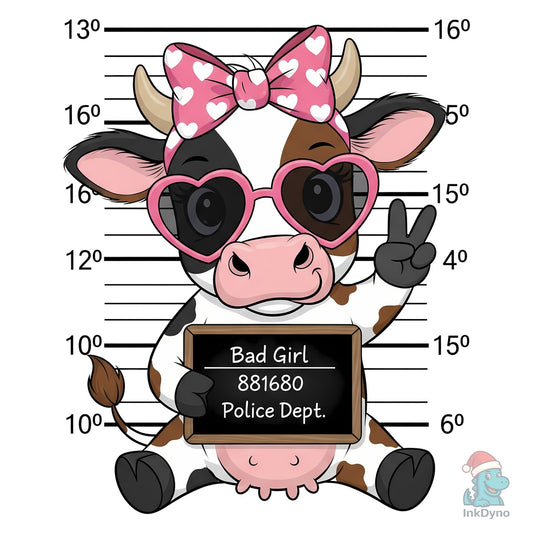Bad Girl Cow Mugshot - DTF Transfer