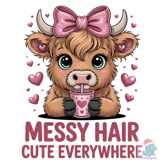 Funny Highland Cow Messy Hair Shirt - DTF Transfer
