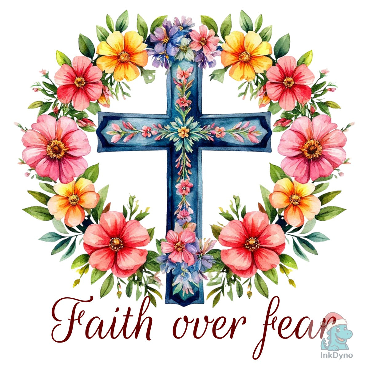 Faith over Fear Floral Cross