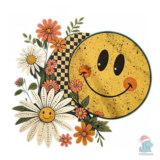 Floral Fall Smiley Face - DTF Transfer