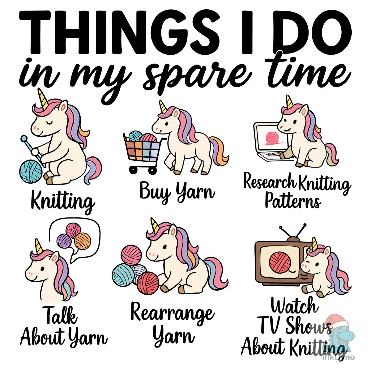 Funny Knitting Unicorn T-Shirt Design
