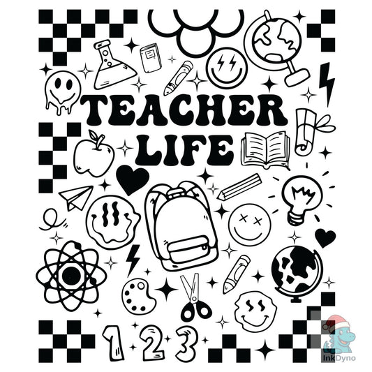 Teacher Life Doodle School Supplies - DTF Transfer