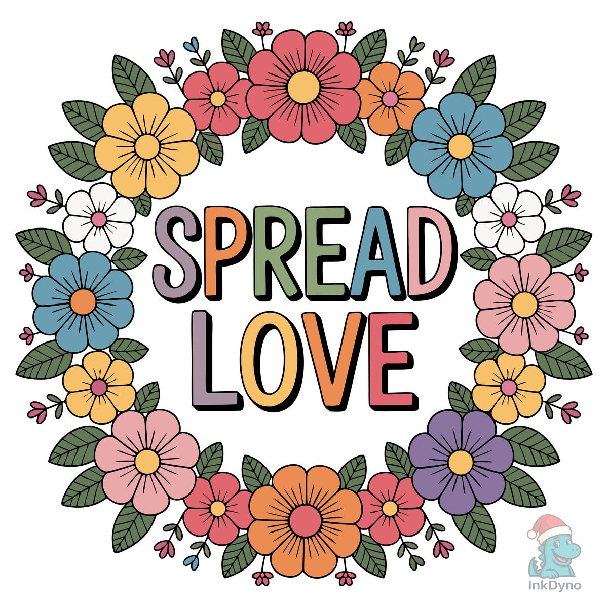 Spread Love Floral Wreath Illustration