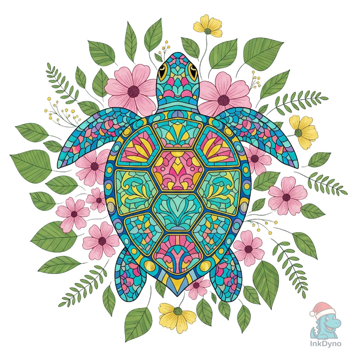 Summer Sea Turtle Floral Boho Flower