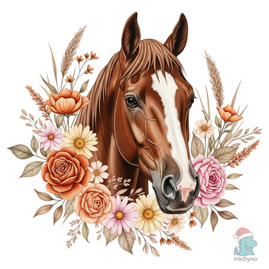 Brown Boho Floral Horse - DTF Transfer