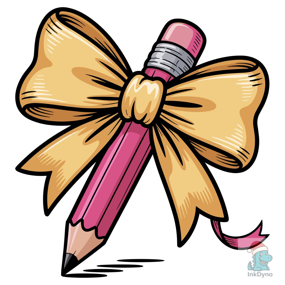 Back to School Pencil Bow Girls Pink