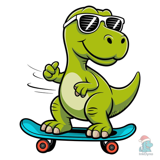 Skateboarding Dinosaur with Sunglasses. - DTF Transfer