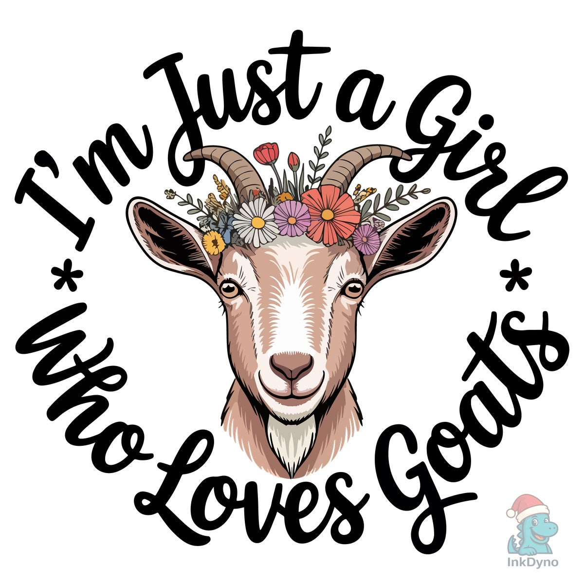 Cute Floral Goat T-Shirt Design