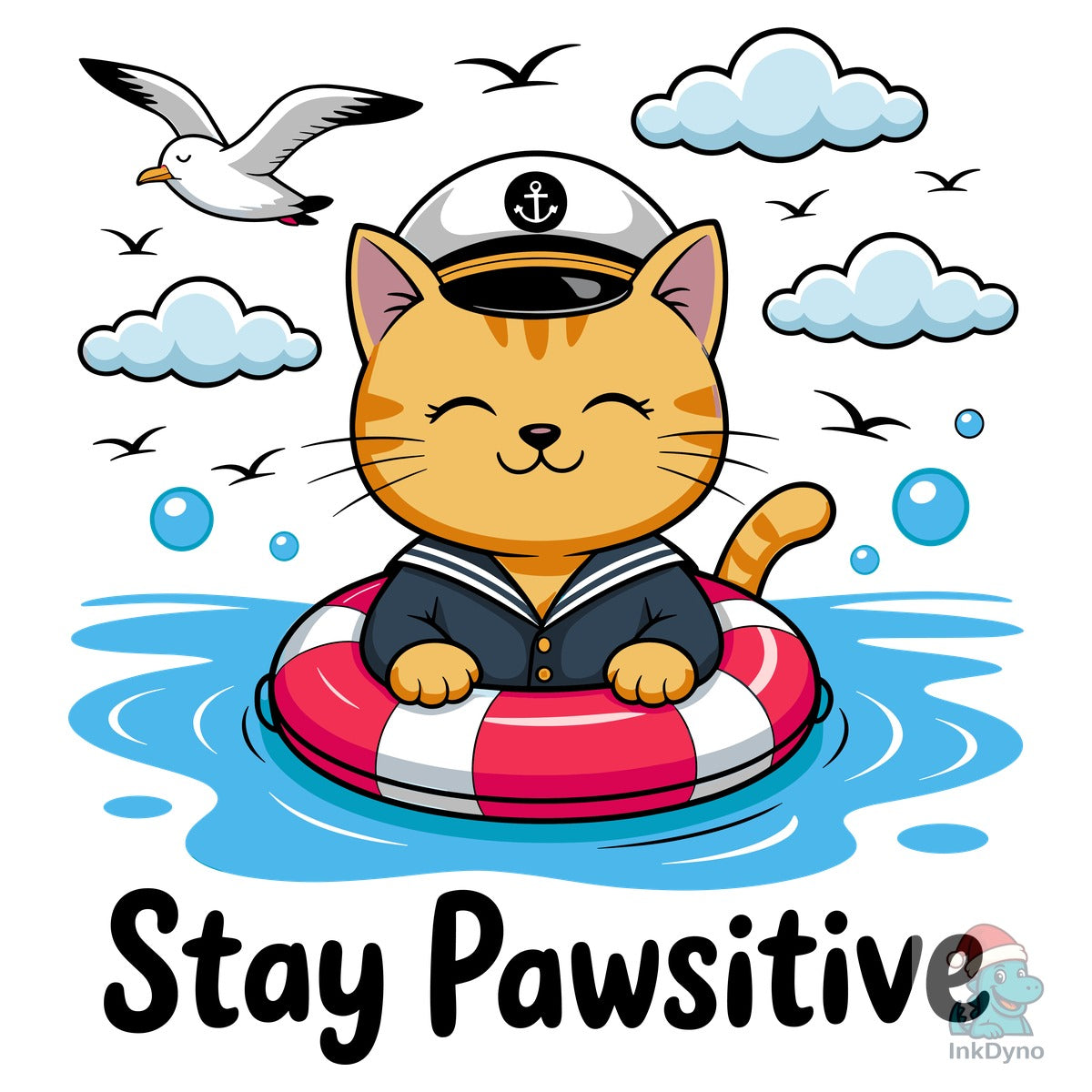 Stay Pawsitive Cat Captain Floating