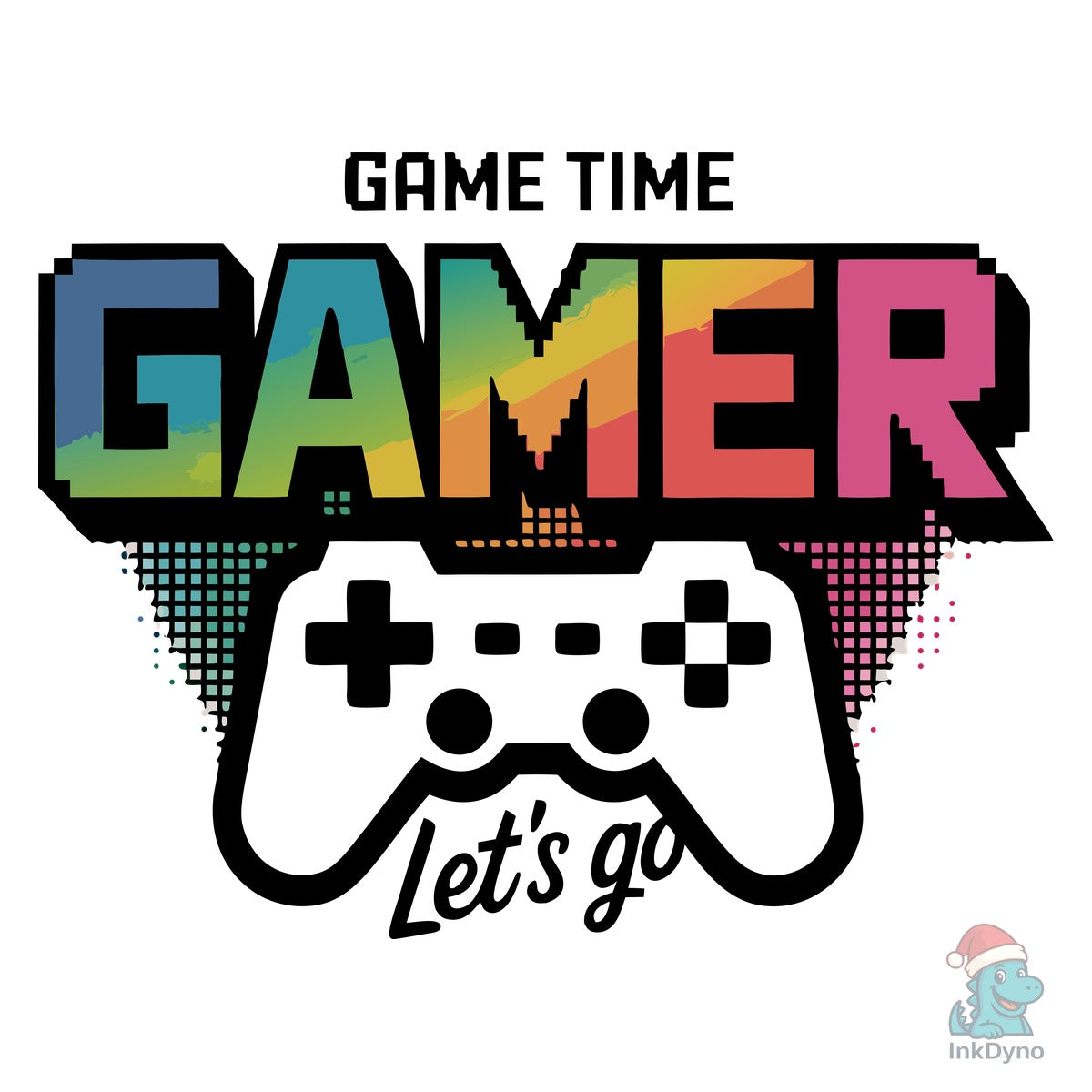 Gamer Pixelated Text with Rainbow Colors