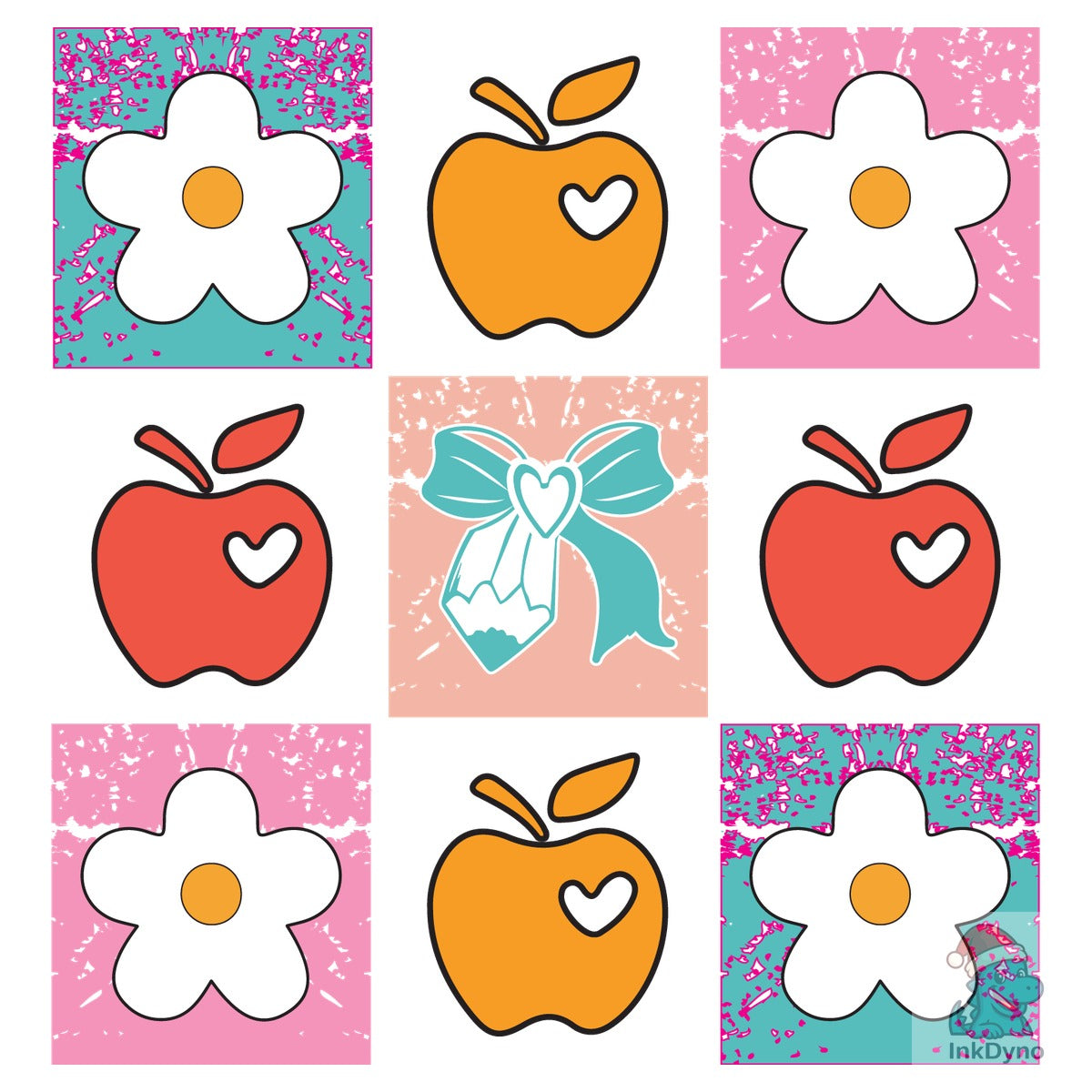 Teacher Checkered Boho Flowers