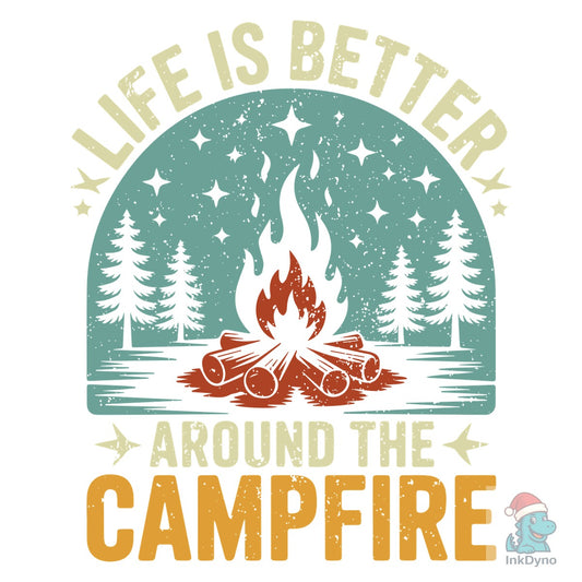 Hike Camper Tent Campfire Vector Design - DTF Transfer