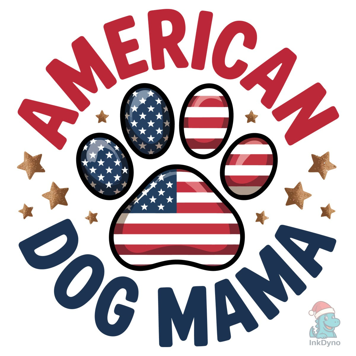 American Dog Mama with Flag Paw Art