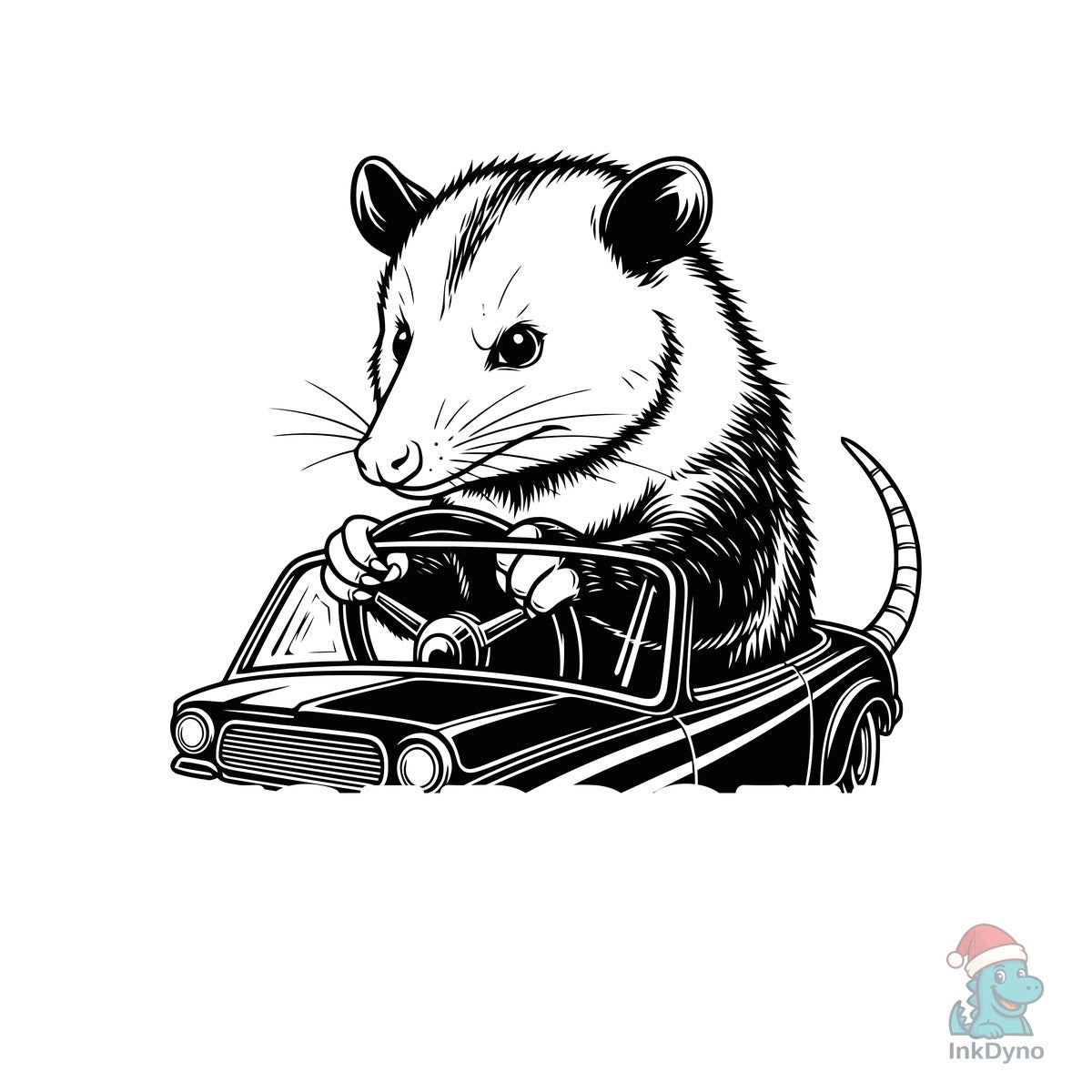 Funny Opossum Driving T-Shirt Design