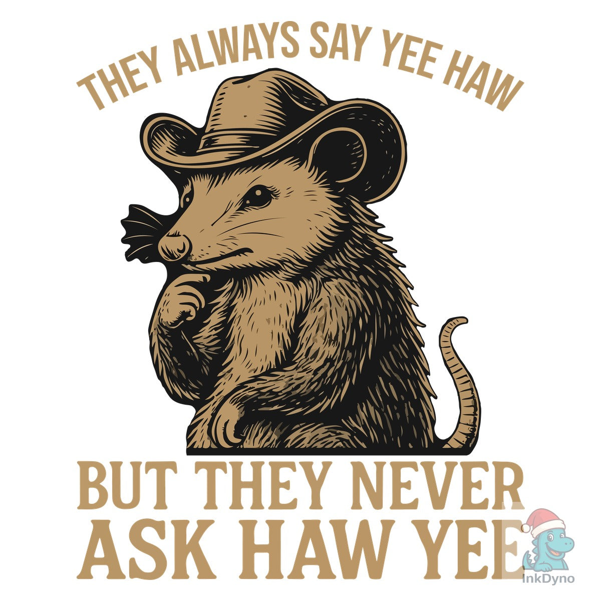 Funny Cowboy Opossum T-Shirt Design