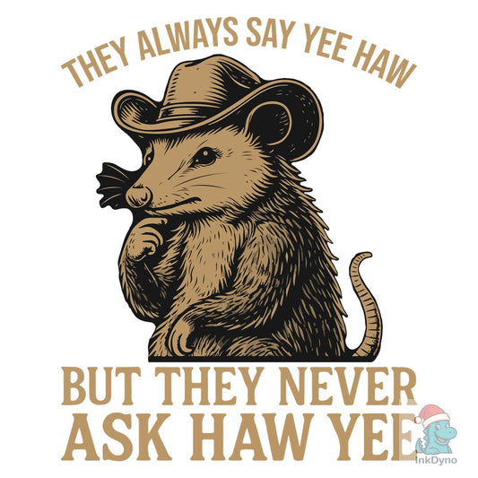 Funny Cowboy Opossum T-Shirt Design - DTF Transfer