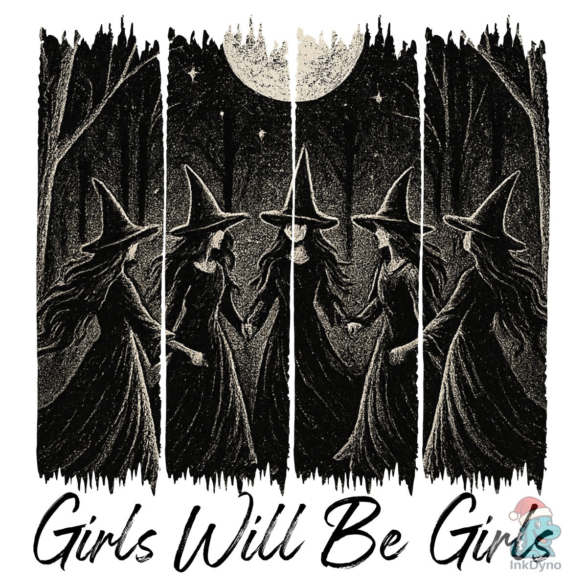 Moonlit Witches Halloween Shirt Decal