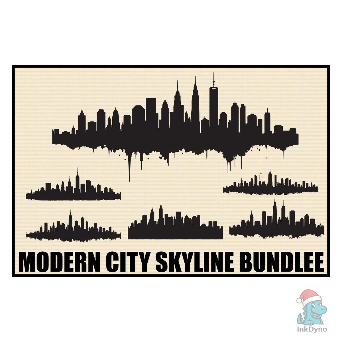 Modern City Skyline Silhouette Set