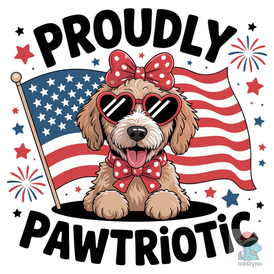 Patriotic Dog with American Flag - DTF Transfer