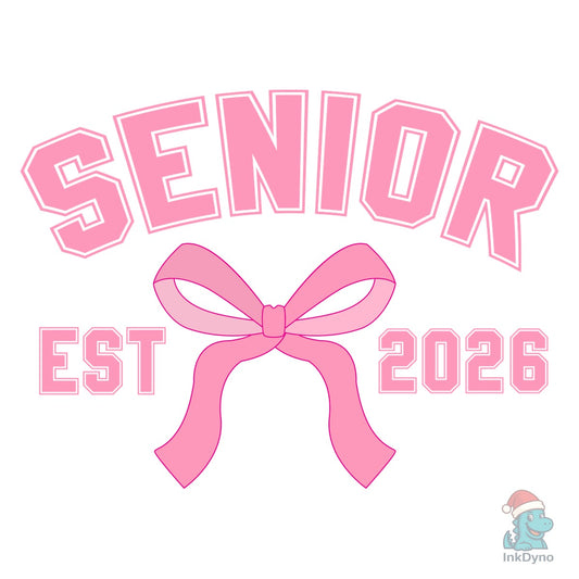 Senior 2026 Coquette Pink Bow - DTF Transfer