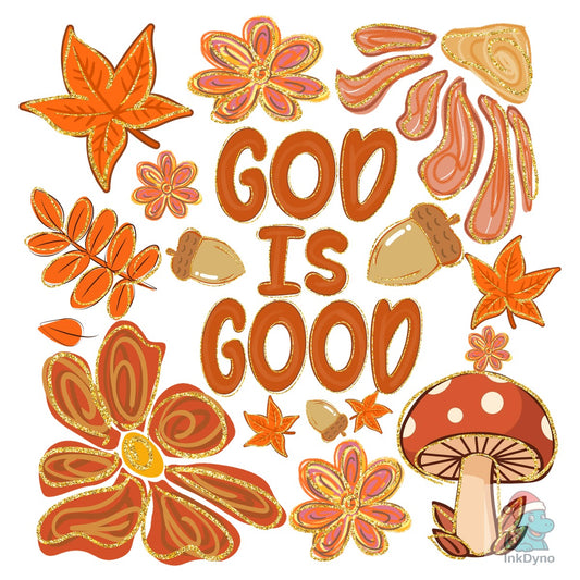 Floral Fall Christian God is Good - DTF Transfer