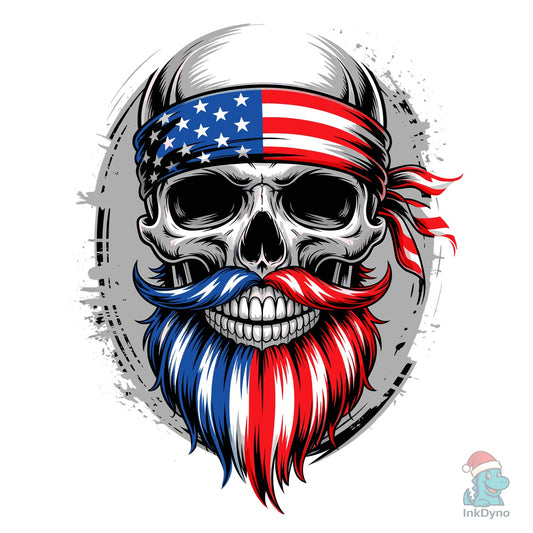 Skull American Flag Beard Bandana - DTF Transfer