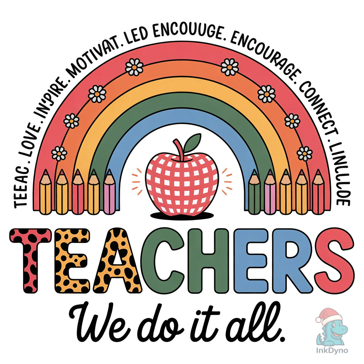 Teach Love Inspire Rainbow Apple