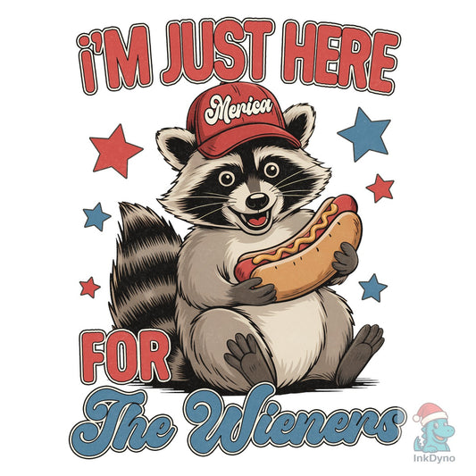 Funny Patriotic Hot Dog Raccoon - DTF Transfer