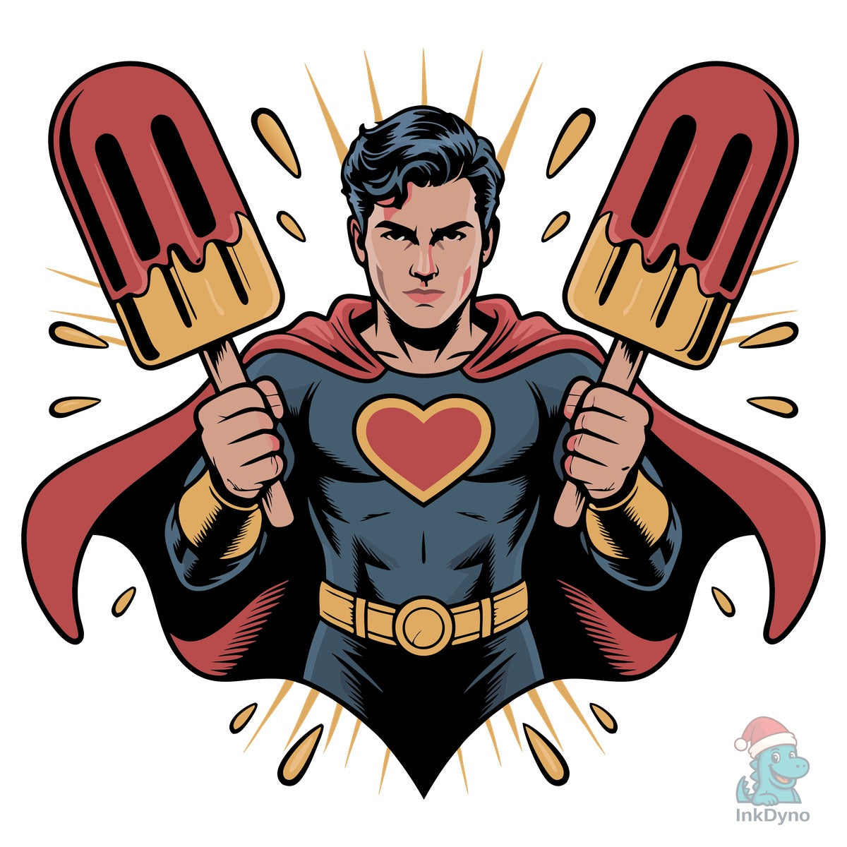Superhero Holding Popsicles Comic Style