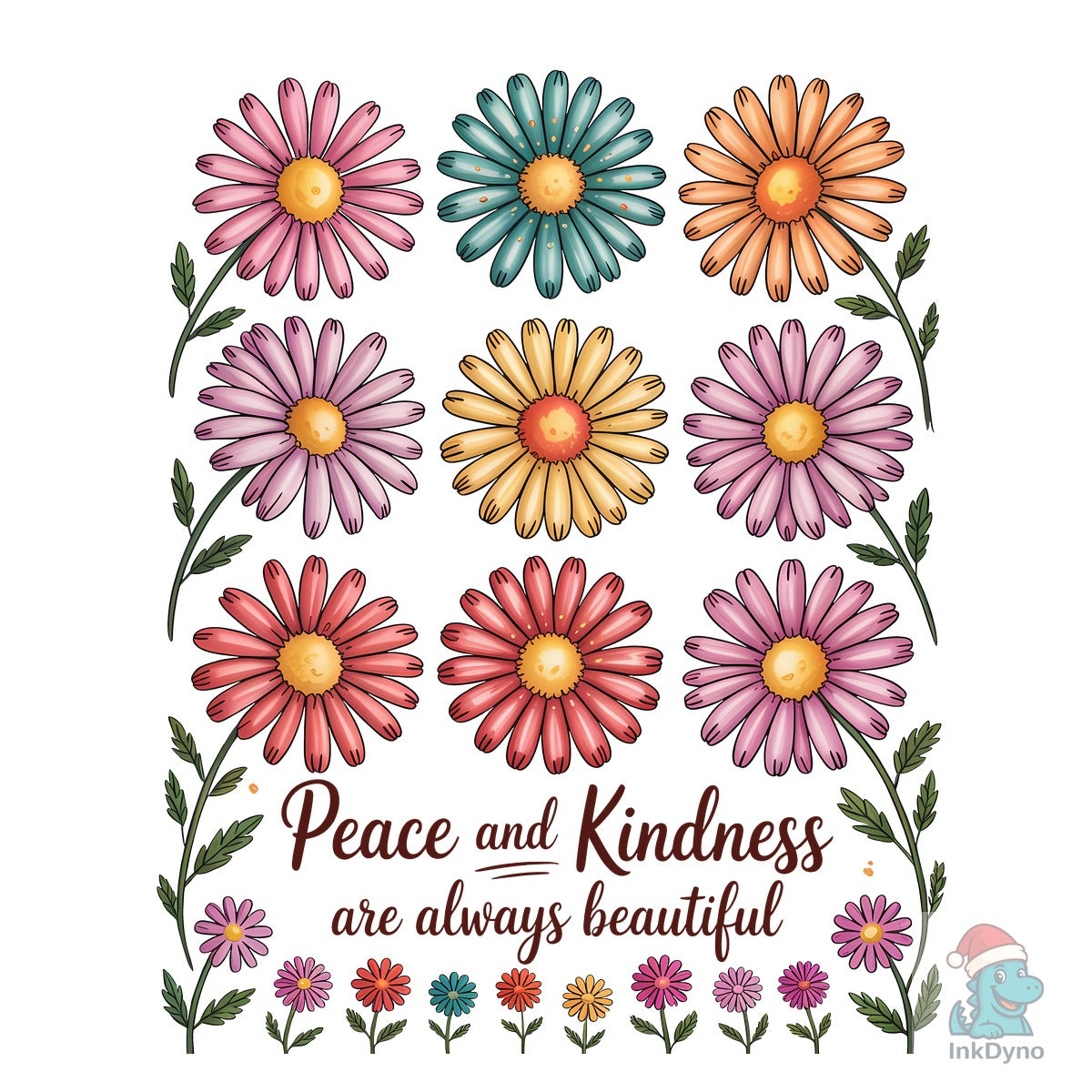 Retro Floral Peace and Kindness