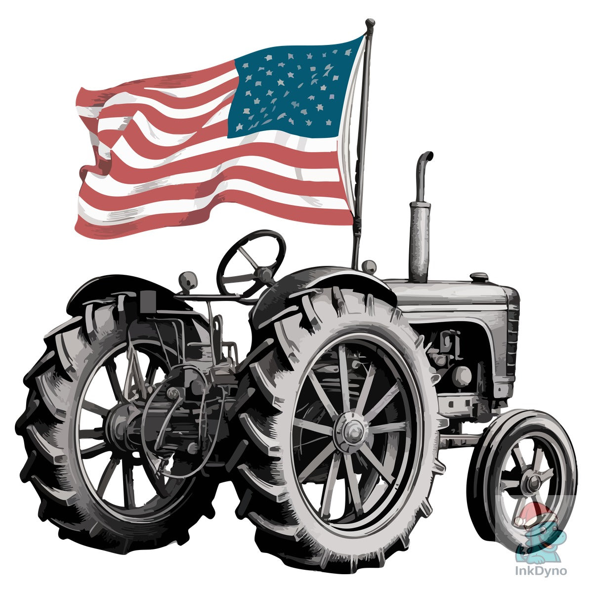 Tractor & USA Flag