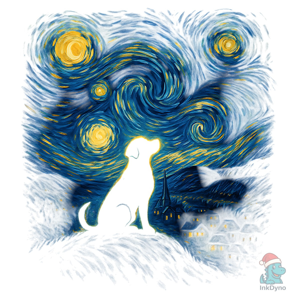 Van Gogh Dog Dog Silhouette T-Shirt