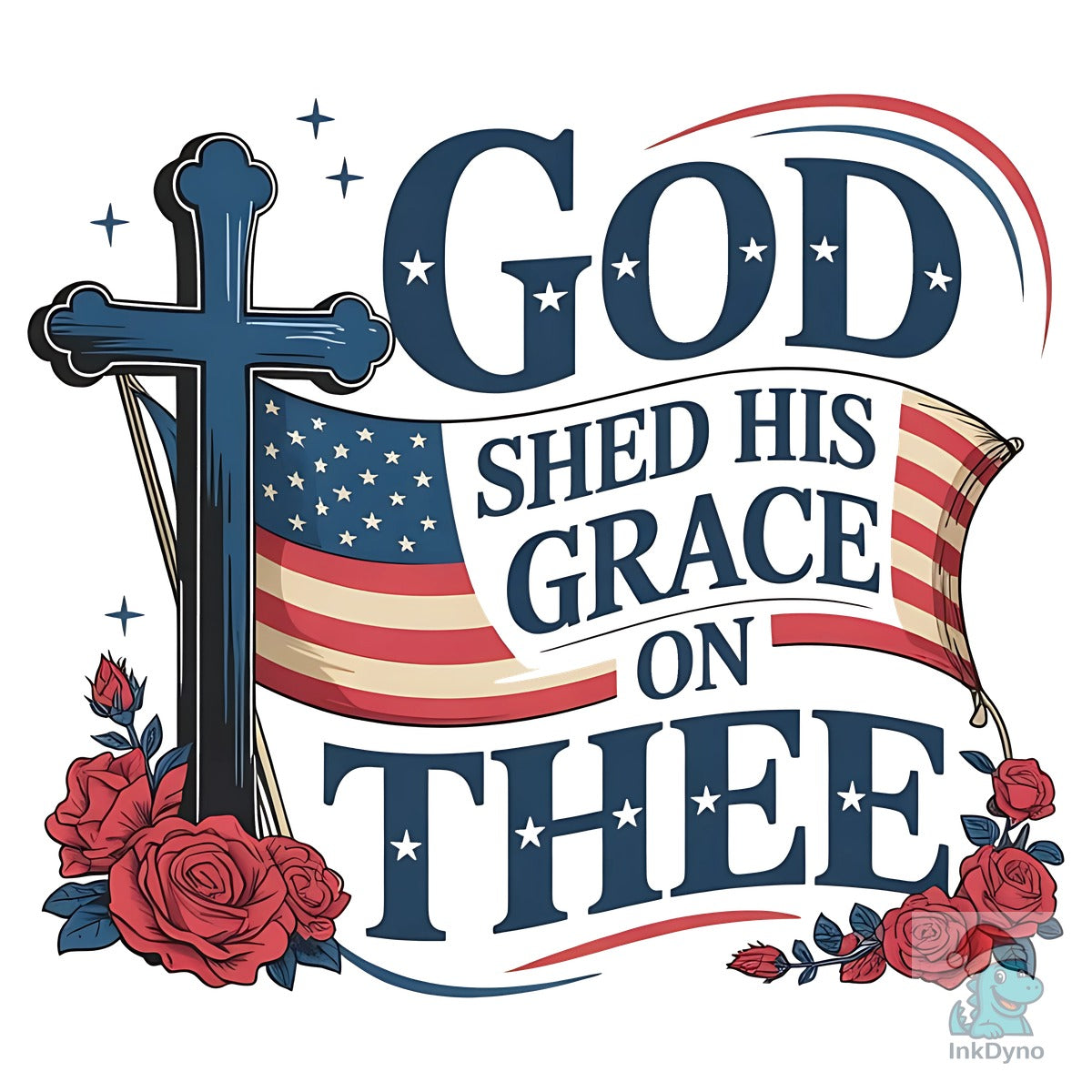 God Shed His Grace US Flag Cross