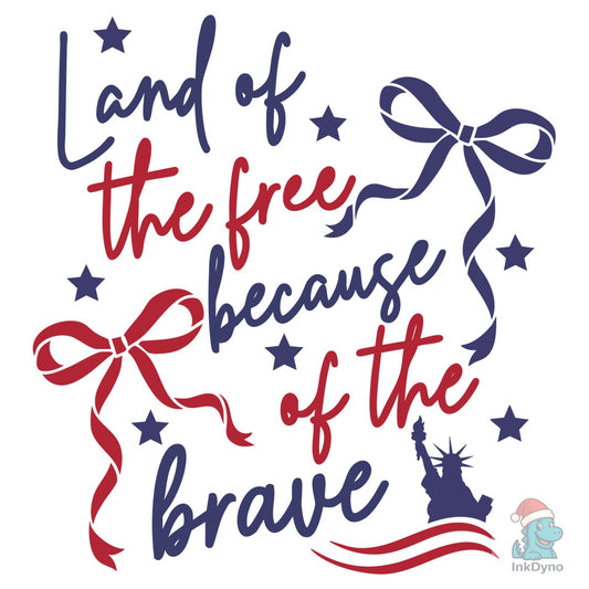 Land of the Free Patriotic Bow American - DTF Transfer